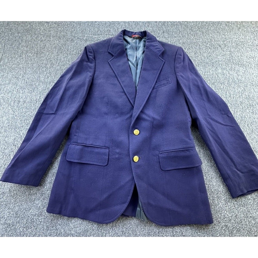 J.G. Hook Wool Blazer Womens 10 Blue Lined Pockets Jacket Vintage